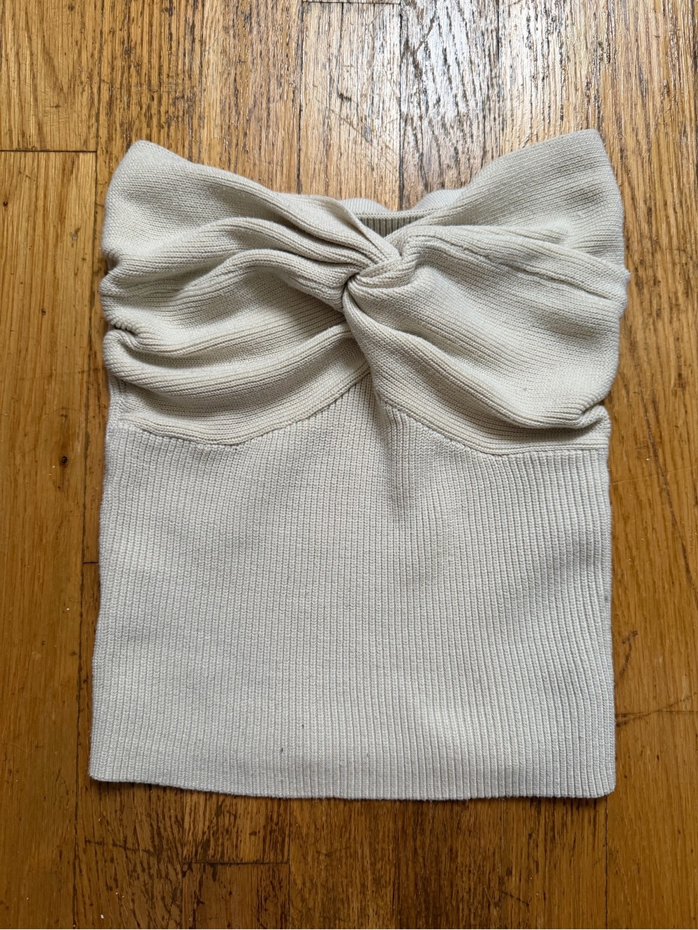 Strapless Knitted Tube Top in Cream